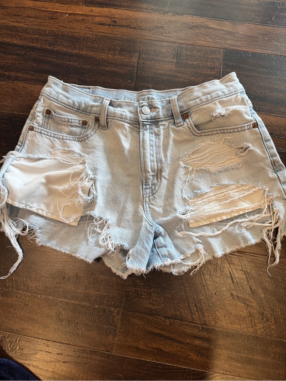 American Eagle Outfitters Light Wash Distressed Denim Shorts